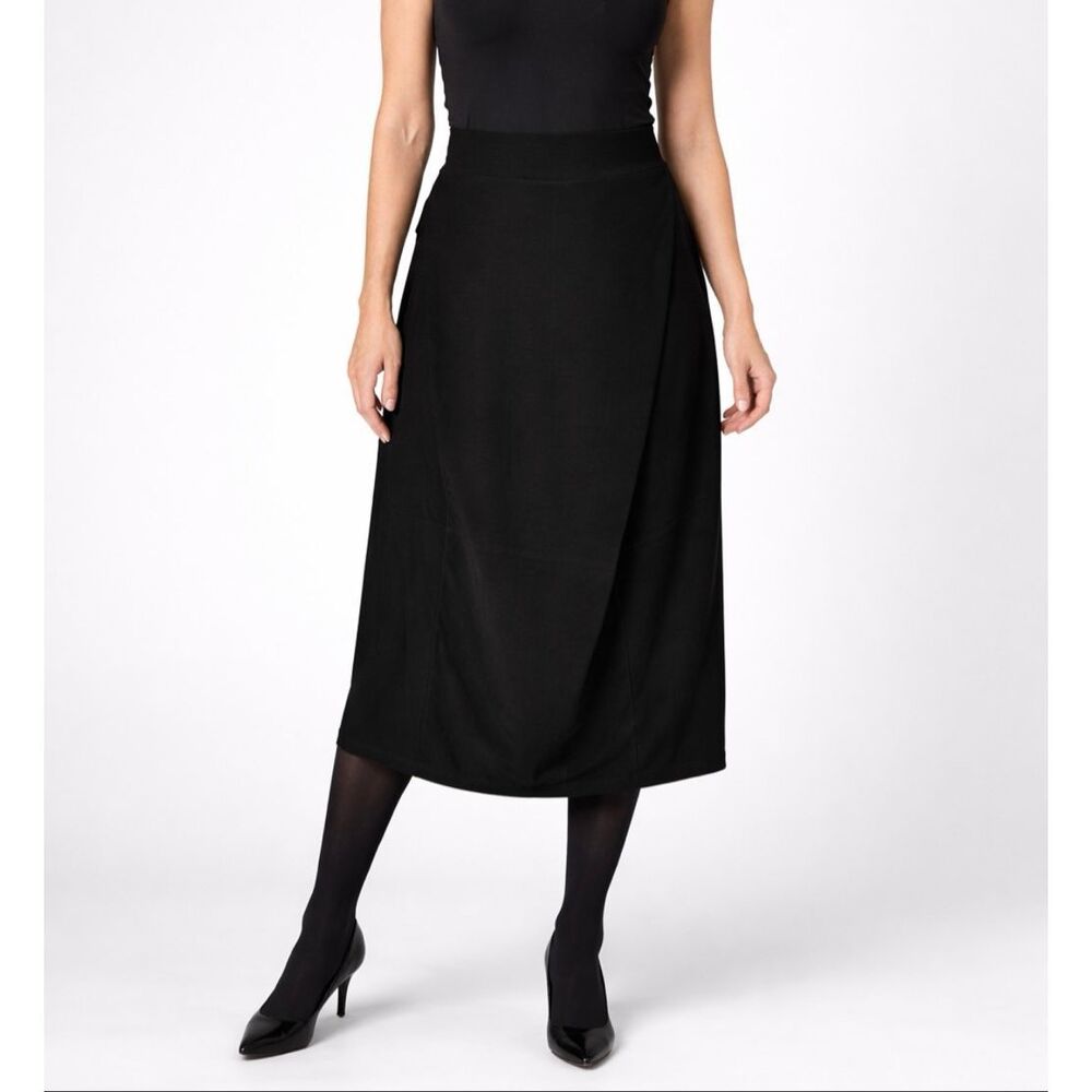 Sun Kim Finna Maxi Skirt Black Tulip Hem Lagenlook Made USA L